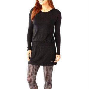 SmartWool Womens S Black Knit Long Sleeves Elastic Waist Tabaretta Sweater Dress